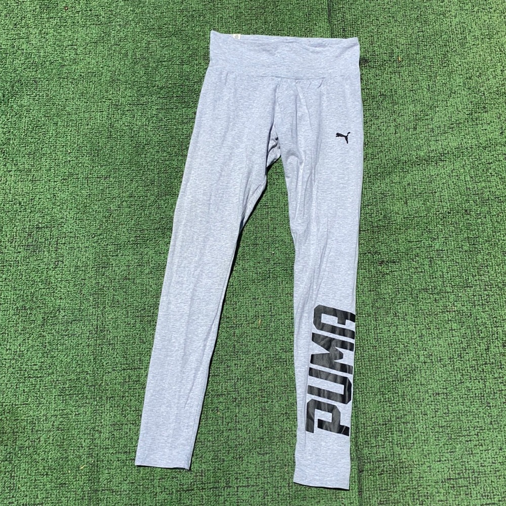 Puma Gray Grey Spellout Leggings Workout Gym Pants Womens Extra Small